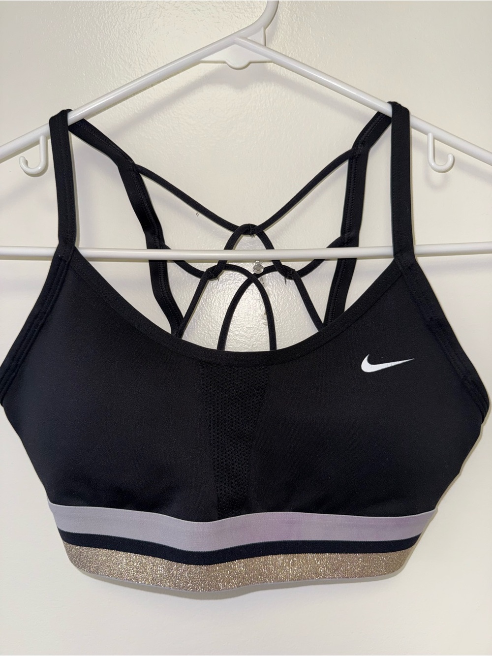 Nike (Small) Black/Glitter Dri Fit Padded Sports Bra